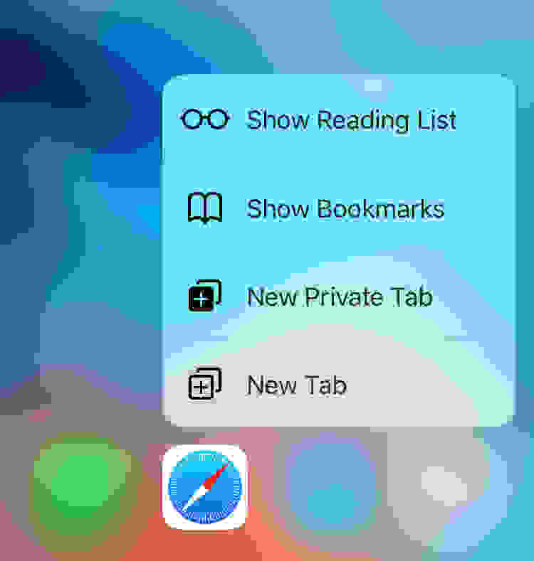 A screenshot of 3D Touch in action
