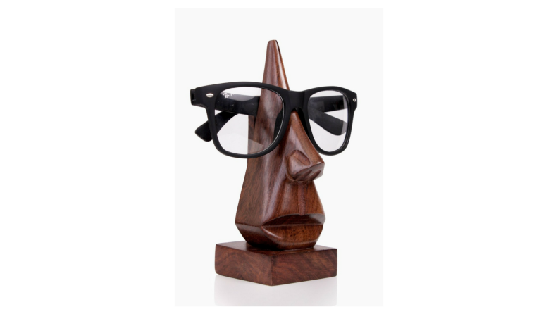 Classic Hand Carved Rosewood Nose Shaped Eyeglass Spectacle Holder