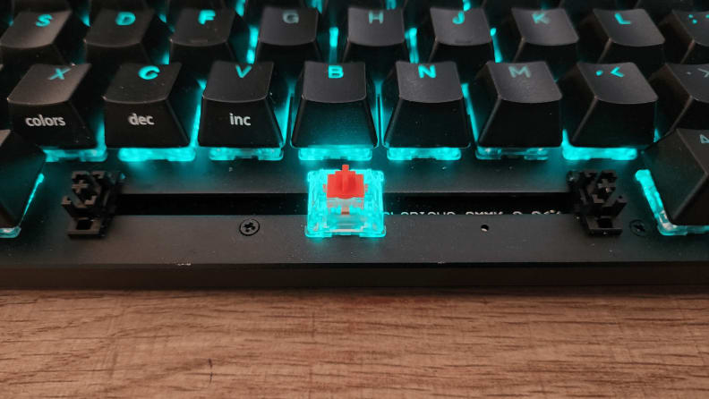 close up of keyboard key removed