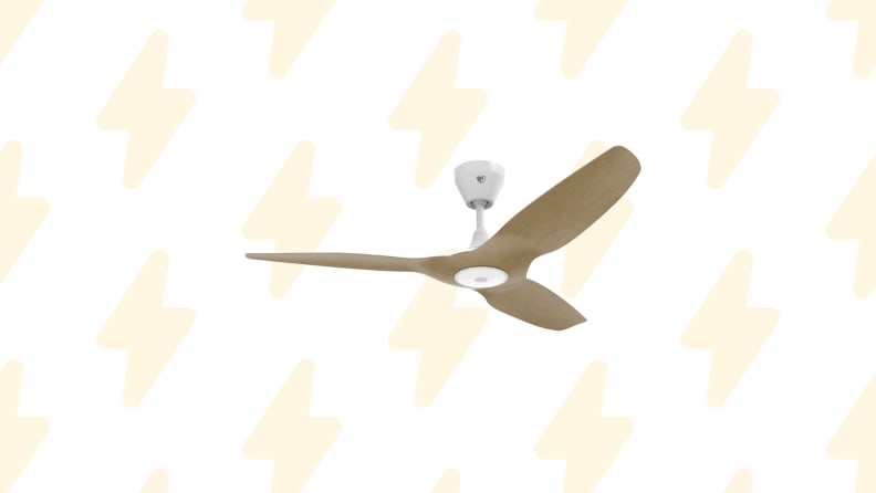 A fan on a background with lightning bolts