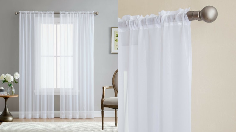 HLC.ME White 54’ inch x 84’ inch Sheer Curtains