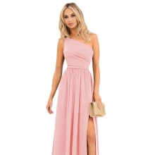 Product image of Azazie On the Guest List One-Shoulder Maxi Dress in 'Blushing Pink'