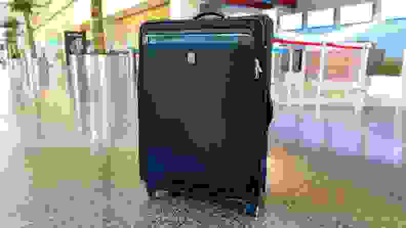 Suitcase in airport terminal