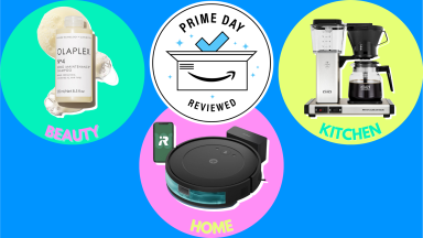 Colorful collage of top Prime Day 2025 deals in beauty, home, and kitchen categories.