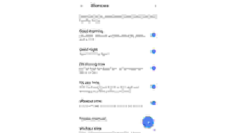 Google Home Shortcut Settings