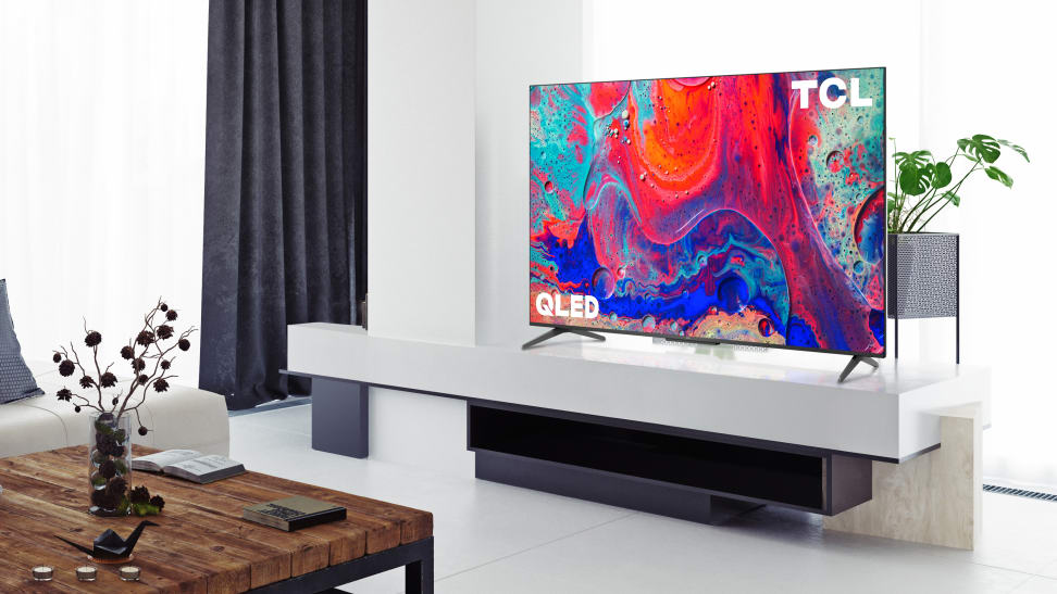 The TCL 5-Series with Google TV displaying content in a living room setting