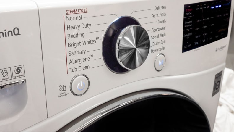 Close up of a washing machine dial.