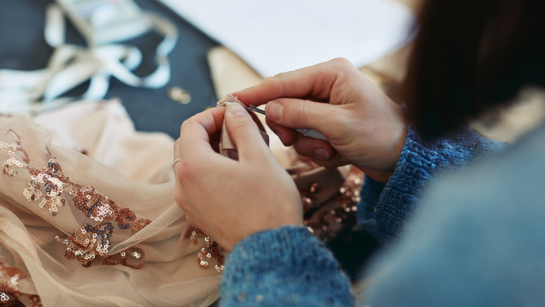 Woman tailoring dress