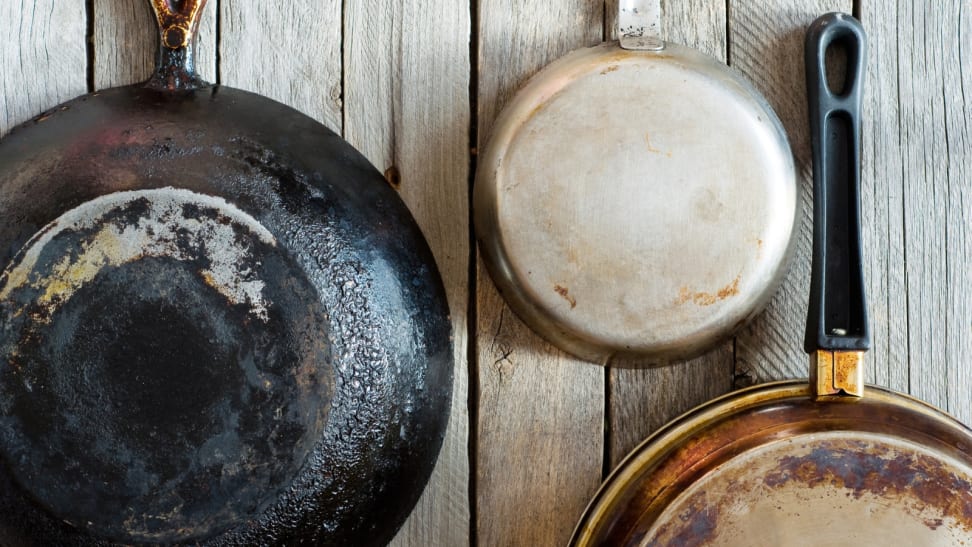 Clean Extra Messy Pots and Pans - Rusty Cast Iron, Burnt Enamel