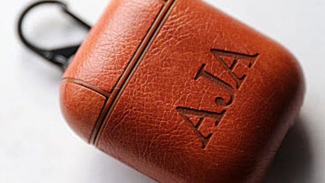 leather airpod case with initials