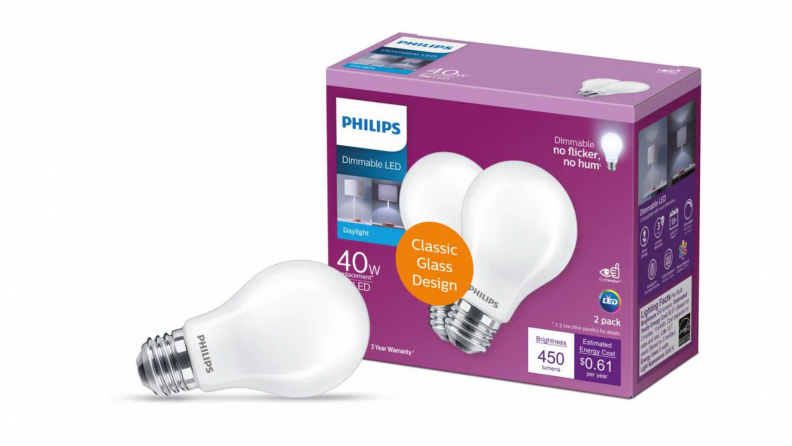 A pack of Philips lightbulbs.