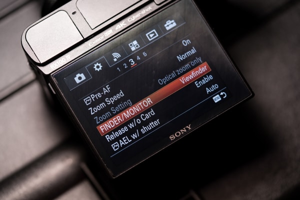 The rear monitor is used for navigating menus, as a viewfinder, and for playback.
