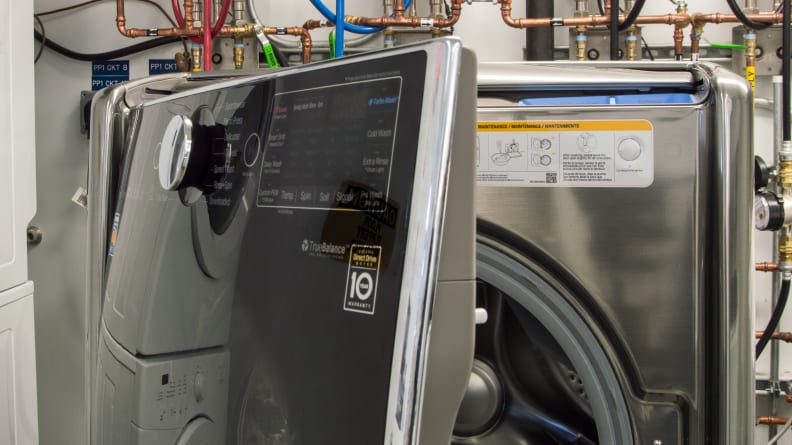 The control panel is located on the door.