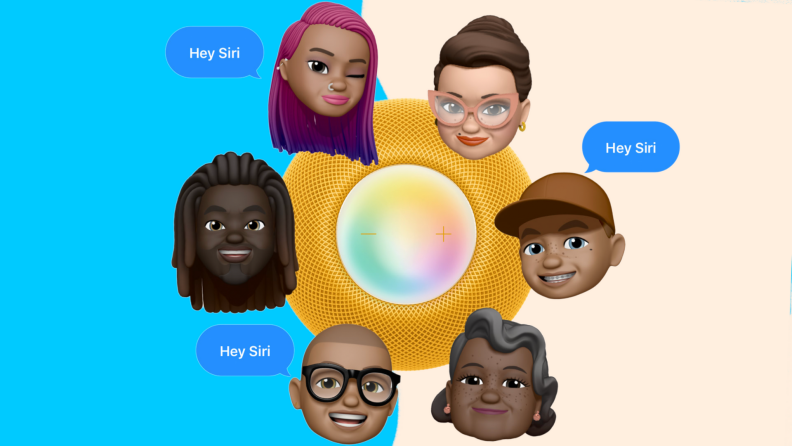 Apple emojis all saying "Hi Siri."