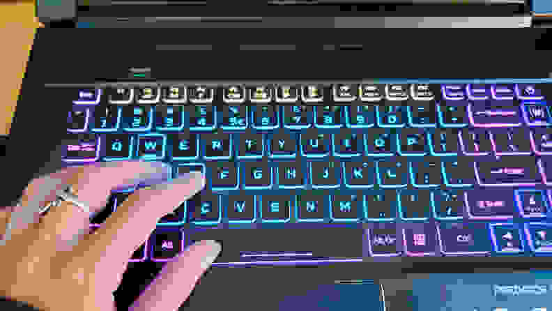 A closeup of the keyboard