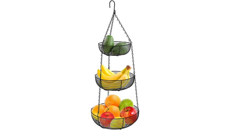 A tiered rack of fruit.