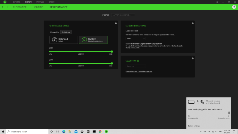 A screenshot of Razer Synapse