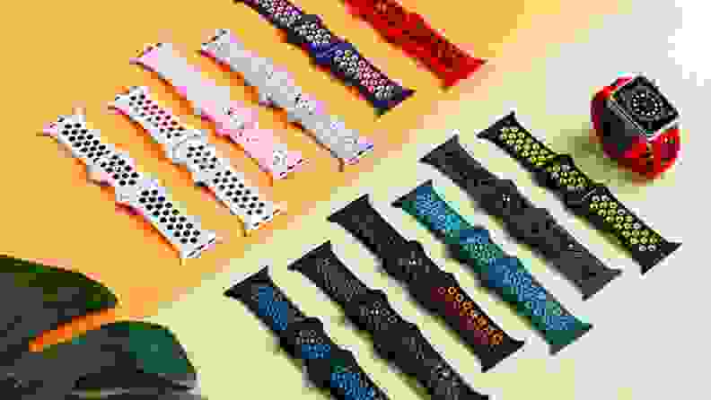 A silicone sports watch band.