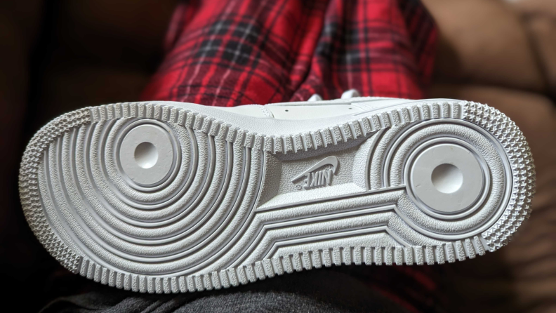Close-up of the shoe's anti-slip sole.