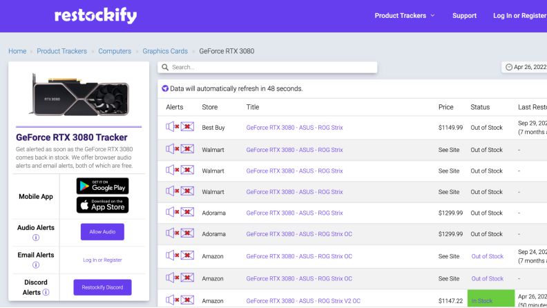 Restockify网站的截图。