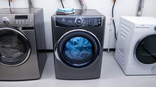 The Electrolux dryer sits in the Reviewed labs.
