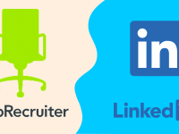 图形显示ZipRecruiter标志旁边的LinkedIn的标志