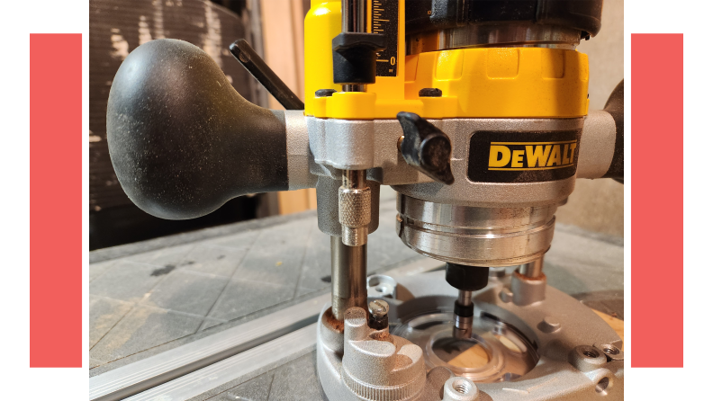 Close-up of the Dewalt Plunge Base for compact routers.