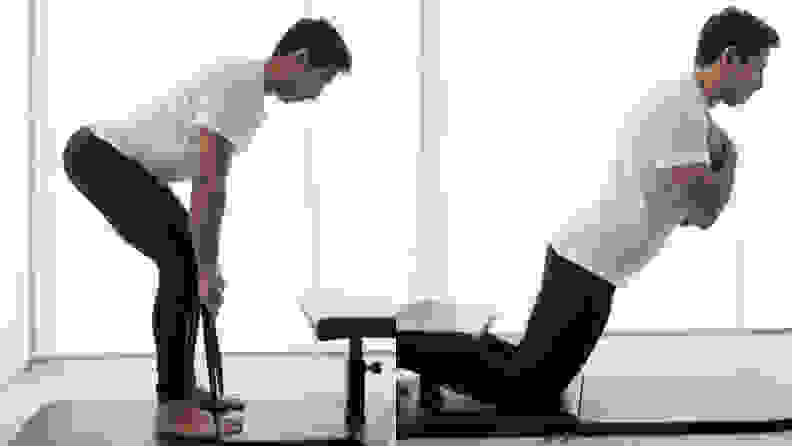 A man doing Nordic curls with the BaseBench.