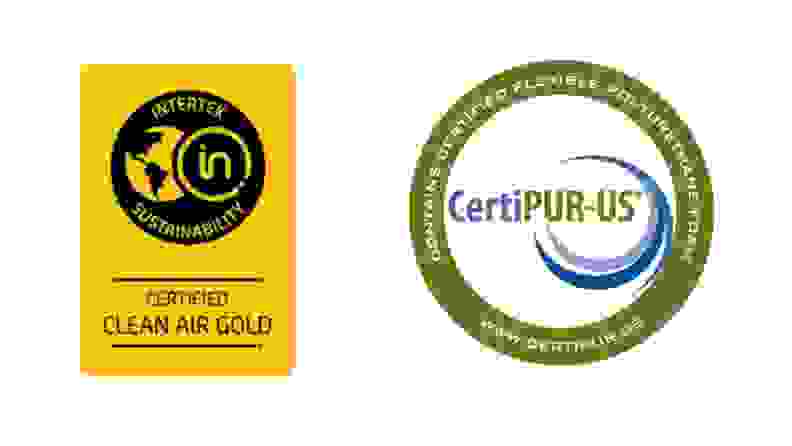 Intertek Clean Air Gold and CertiPUR-US  certifications