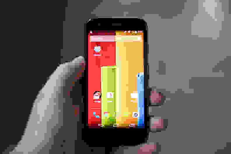 A photo of the Motorola Moto G with 4G LTE in hand.