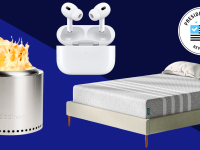 A Presidents Day collage with AirPods, a Leesa mattress, and more.