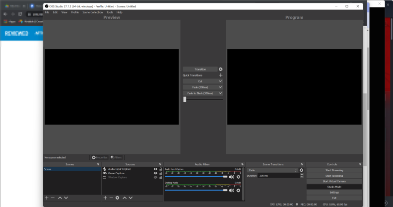 Screenshot of OBS Studio in Studio Mode