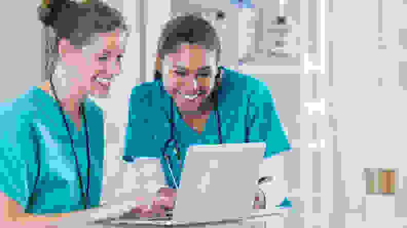 Nurses on computer