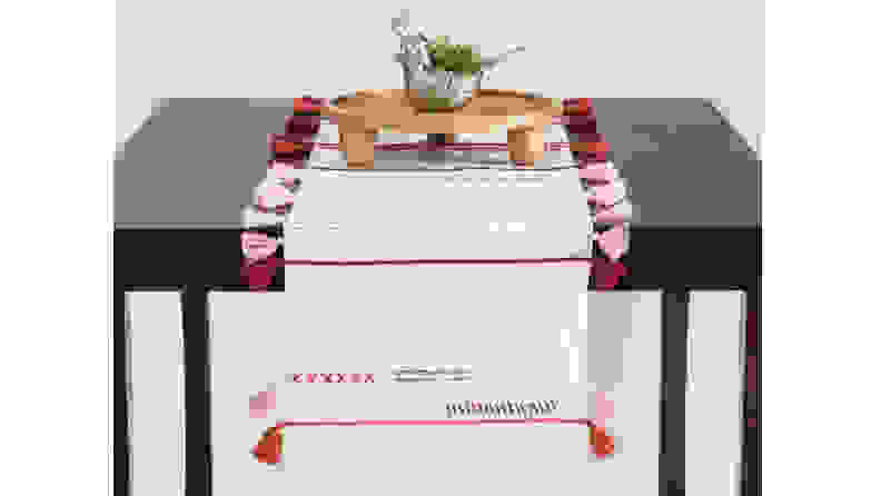 An embroidered table runner