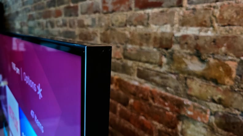 A close-up of the edge of the TCL 6-Series' panel and bezels