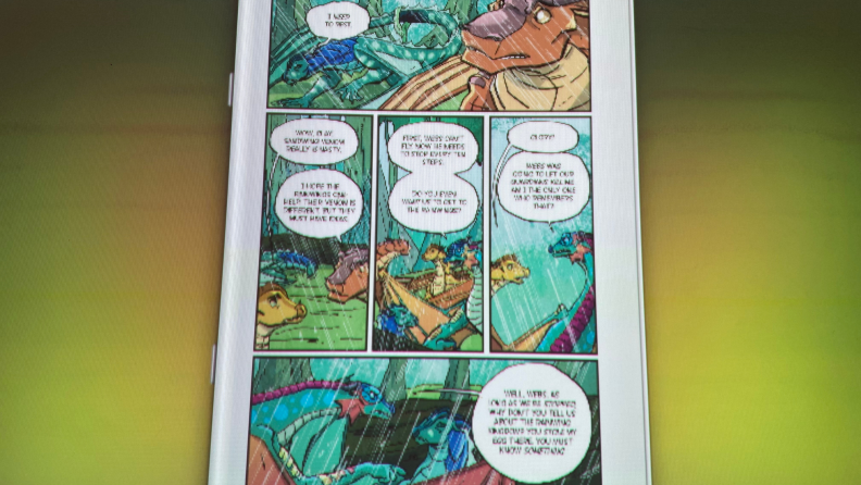 Fuzzy text of a comic book