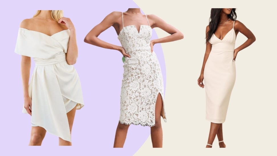 three white dresses-lace/mini/midi
