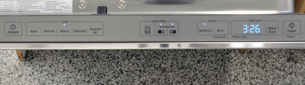 Samsung DW80J7550US—Controls