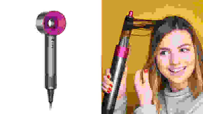 A photo of the Dyson Supersonic Hair Dryer next to a photo of the Dyson Airwrap Complete Styler.