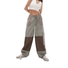 Product image of Topshop Oversized Parachute Patchwork Cargo Pants in Khaki