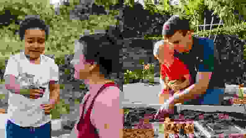 Children enjoy gardening with their parents