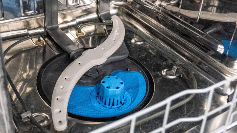 The built-in masticator inside a GE dishwasher.