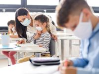 Kids at school with masks