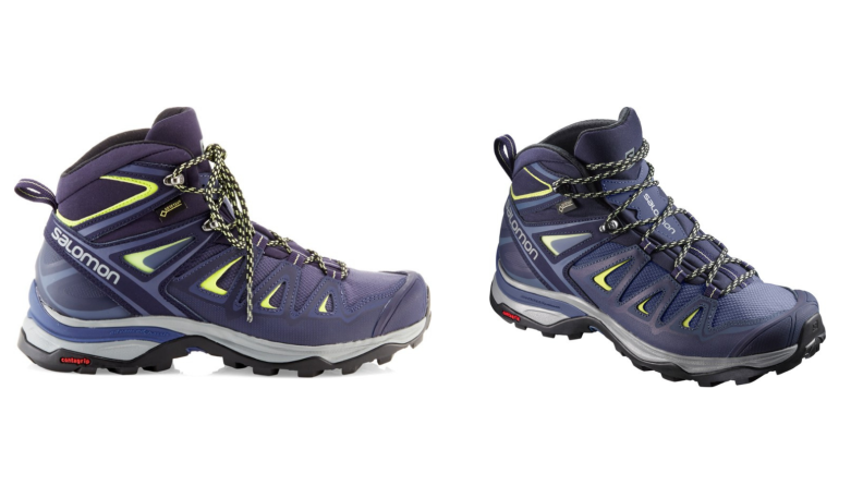 Hiking boots in purple.