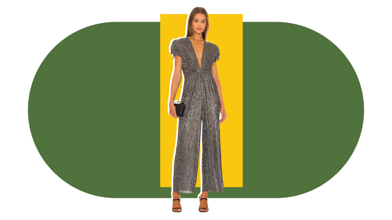 A glittery metallic Sabina Musayev jumpsuit.