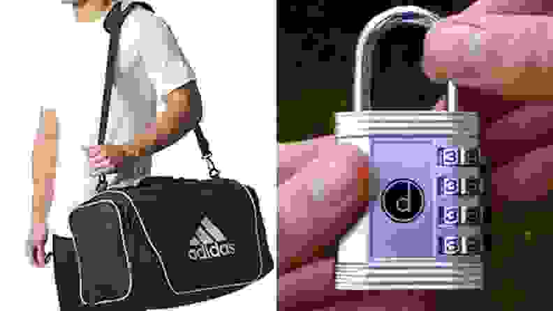 Adidas Defender III Duffel包和所需工具4位组合挂锁