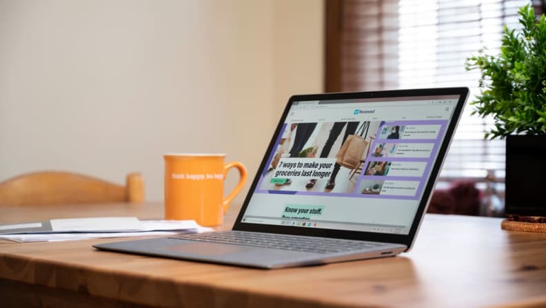 laptop lies on a table