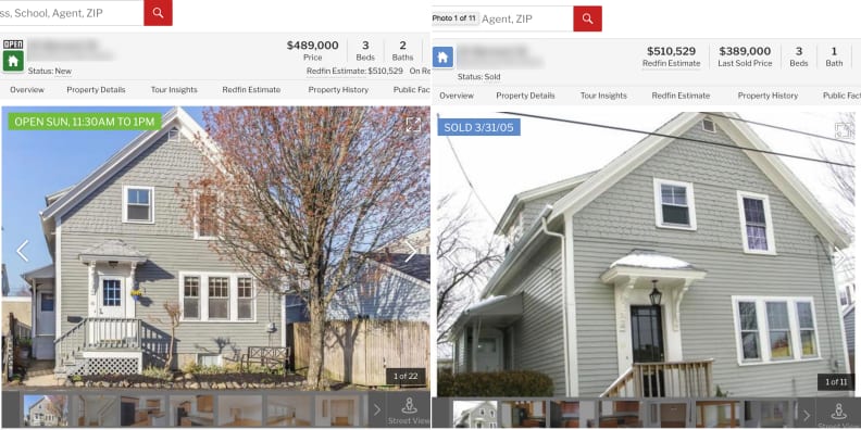 Redfin.com lets you look at archived MLS listings, letting you see what a home looked like the last time it sold.