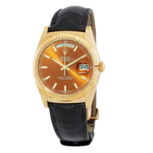 Product image of Rolex Day Date Cognac Dial 18K Yellow Gold Leather Men's Watch