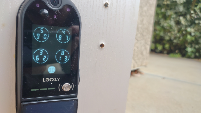 Front view of the keypad of the Lockly Vision Elite smart lock.